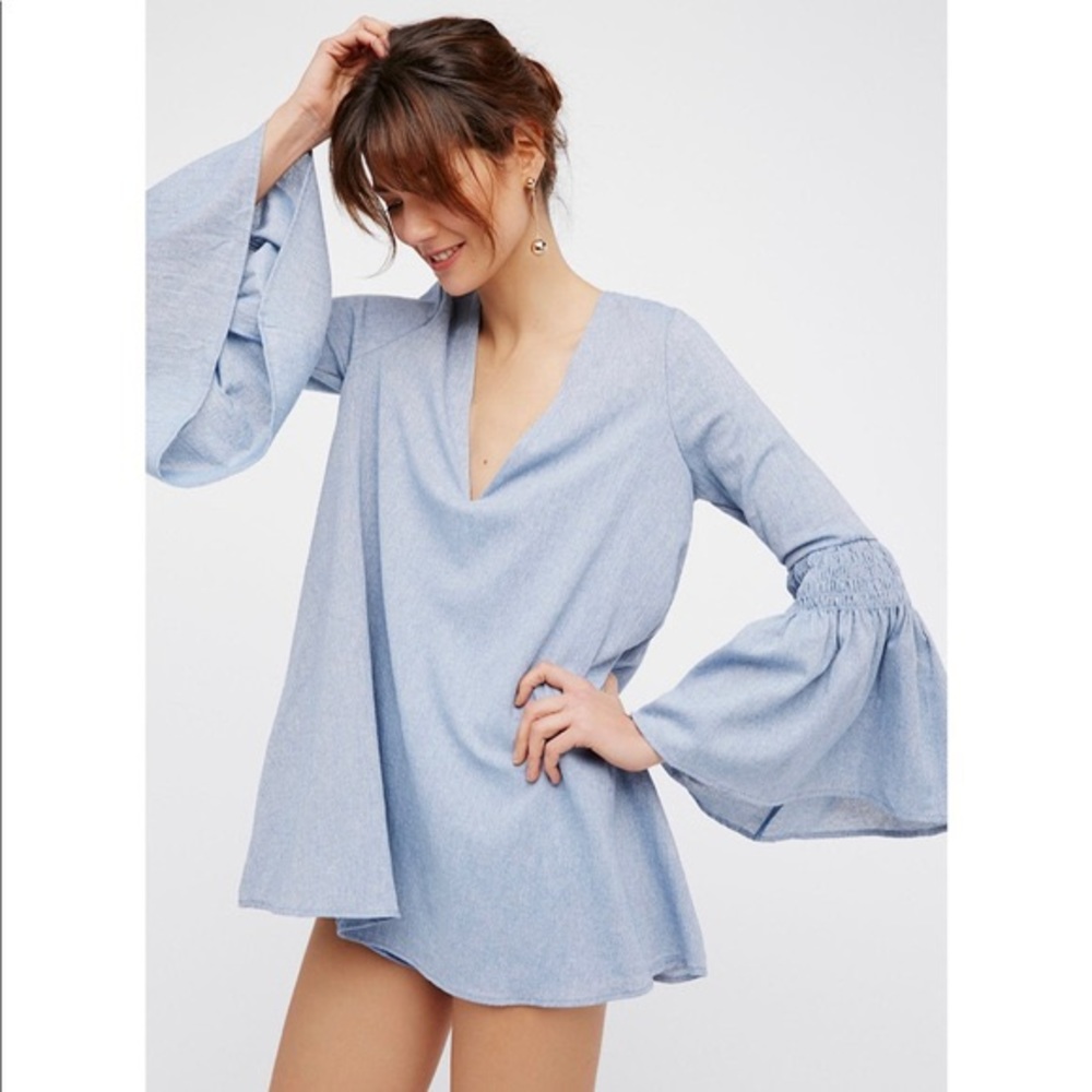 Free People | bell sleeve romper dress